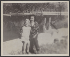 Photograph of a woman and child at Kiel Ranch, Las Vegas, circa 1930 to 1940s