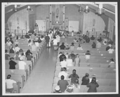 Photograph of the interior of a Catholic church, North Las Vegas, Nevada, circa 1960s