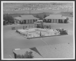 Photograph of housing and pool at the North Las Vegas Air Terminal, North Las Vegas, Nevada, circa late 1960s