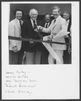 Photograph of the ribbon cutting ceremony for the Edgerton, Germeshausen, & Grier general technical services building, North Las Vegas, Nevada, August 11, 1981