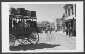 Photograph of a replicated stage coach, Las Vegas, 1980