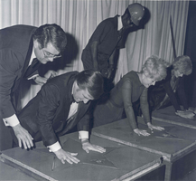 Photograph of celebrities putting their handprints at Fashion Show Mall, Las Vegas, March 18, 1979