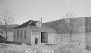 Photograph of a schoolhouse in Eagle Valley, Nevada, 1938