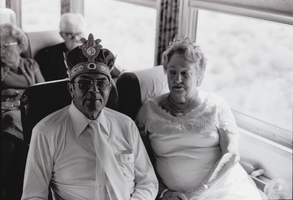 Photograph of unidentified members of Elbert Edwards family on Las Vegas Day train ride, 1980