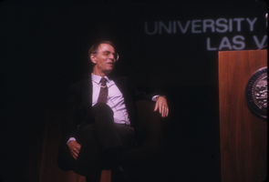 Slide of Carl Sagan, University of Nevada, Las Vegas, September 28, 1986