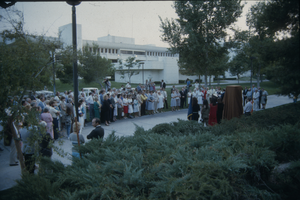 Slide of people at a dedication ceremony, University of Nevada, Las Vegas, circa 1985