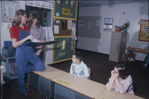 Slide of students with children, University of Nevada, Las Vegas, circa mid 1980s