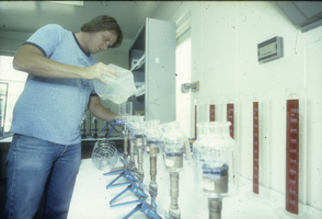 Slide of a student in a science lab, University of Nevada, Las Vegas, circa 1982
