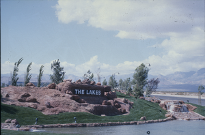 Slide of sign for the Lakes subdivision, Las Vegas, circa mid 1980s
