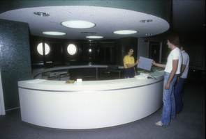 Slide of Special Collections service desk, James R. Dickinson Library, University of Nevada, Las Vegas, circa 1980s