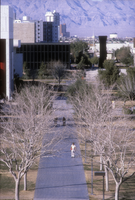 Slide of Artemus W. Ham Concert Hall and Claes Oldenburg "Flashlight" sculpture, University of Nevada, Las Vegas, circa 1981-1989