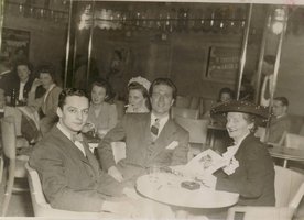 Photograph of Donn Arden, Irene Peterson and an unidentified man in the Latin Quarter, Boston, Massachussetts, circa early-mid 1940s