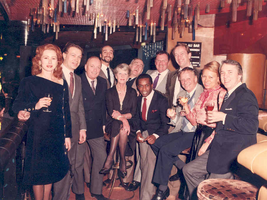 Photograph of Donn Arden, Margaret Kelly, Christian Clerico and others associated with the production of the Lido in Paris, France, circa 1970s-1980s