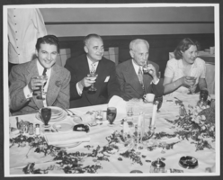 Photograph of Liberace, Wilbur Clark and Bea Baron, April 1951