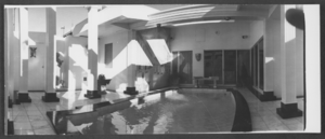Photograph of Wilbur Clark's private swimming pool at his home, Las Vegas, Nevada, circa 1950s.