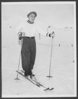Photograph of Wilbur Clark on skis, Sun Valley, Idaho, circa 1950s