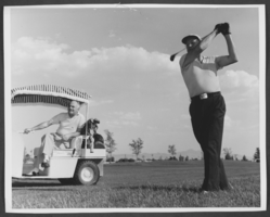 Photograph of Wilbur Clark playing golf at the Desert Inn Golf Course, Las Vegas, Nevada, circa 1950s