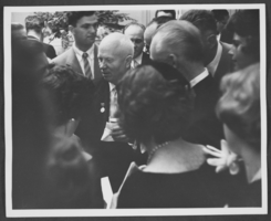 Photograph of Russian Premier Nikita Khrushchev at a reception, location unknown, circa 1950s