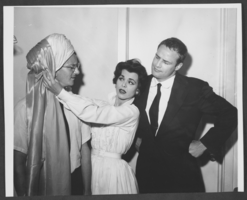 Photograph of Wally Cox, Eileen Barton, and Marlon Brando, Las Vegas, circa 1955