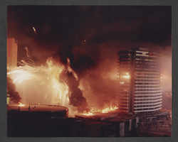 Photograph of the Dunes Hotel implosion, Las Vegas, October 27, 1993
