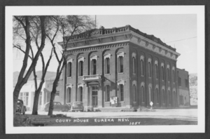 Postcard of courthouse, Eureka, Nevada, circa 1930-1940s