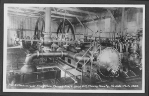 Postcard of pump machinery, Gold Hill, Nevada, 1882