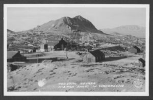 Postcard of Mizpah shaft, Tonopah, Nevada, circa early 1900s