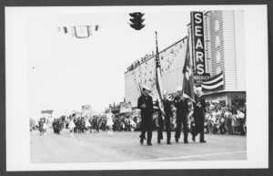 Photograph of a parade on Fremont Street, Las Vegas, circa 1947-1950