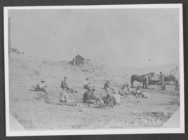Photograph of people on a hillside, Nevada, circa late 1800s - early 1900s
