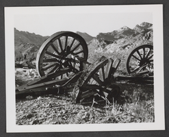 Photograph of ruined wagon, Searchlight, Nevada, circa 1880s