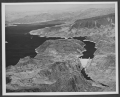 Aerial photograph of Hoover Dam, circa mid to late 1900s
