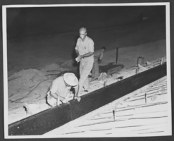 Photograph of Boulder City High School athletic stadium construction, Boulder City, Nevada, circa 1951