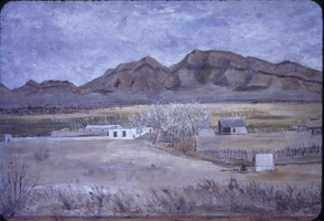 Photograph of Dellenbaugh's painting of Las Vegas Fort, 1876