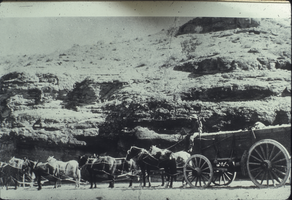 Photograph of Wagon hauling freight in Eldorado Canyon, Nevada, circa 1912