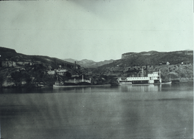 Photograph of the riverboat "Gilla" in Eldorado Canyon, circa 1890