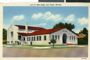 Postcard of the B. P. O. Elks Lodge, Las Vegas, circa 1930s-1950s