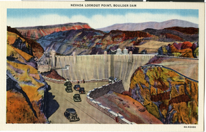 Postcard of Nevada Lookout Point, Hoover Dam, circa 1930s