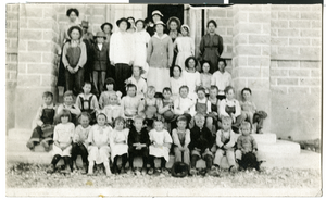 Postcard of school children, St. Thomas, Nevada, circa 1930s