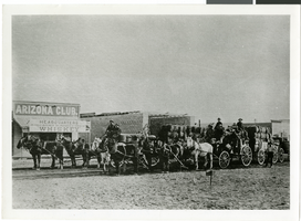 Photograph of horses and wagons on Block 16, Las Vegas, 1905
