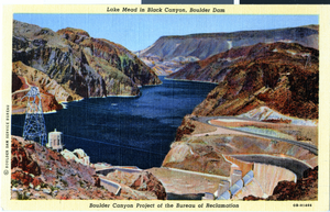 Postcard of Lake Mead and Hoover Dam, circa late 1930s