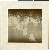 Photograph of Cressa Springer Hancock, Mable, Doris, and Granville, Coralville, Iowa, circa 1897