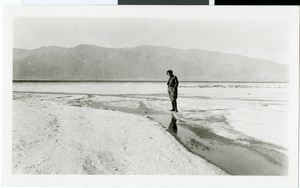 Photograph of Doris Hancock on the salt flats of the Devil's Golf Course, Death Valley, California, circa 1925