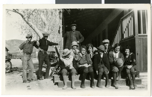 Photograph of Doris Hancock with teachers and students, Beatty, Nevada, circa 1925