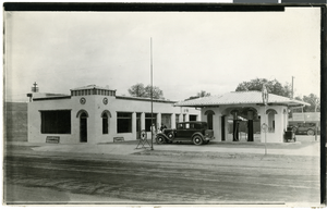 Photograph of an early gas station, Las Vegas, circa 1930s.