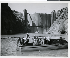 Photograph of people fishing in Lake Mead, Nevada, circa 1930s.