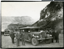 Photograph of men standing near the site of Boulder Dam, Nevada, circa 1930s