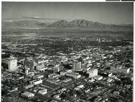 Aerial photograph of downtown Las Vegas, circa 1966-1969