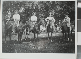 Photograph of men on horseback at Kiel Ranch, Las Vegas, June 30, 1924