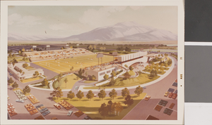 Photograph of artist's rendering of Silver Bowl, Las Vegas, August 1971