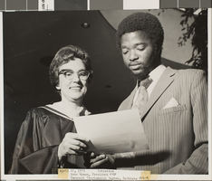 Photograph of Anne Wyman and Emmanuel Shorinmodun Hughes, University of Nevada, Las Vegas, April 17, 1973